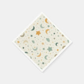 Serviette En Papier Boho Baby Adoption douche - Lune et étoiles (Coin)