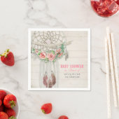 Serviette En Papier BOHO Baby shower Feathers Dream Catcher Macrame (En situation)