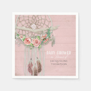 Serviette En Papier BOHO Baby shower Feathers Dream Catcher Roses en b
