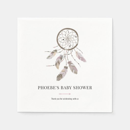 Serviette En Papier Boho Baby shower moderne aquarelle papier (Devant)