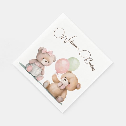 Serviette En Papier Boho Baby Twin Nounours (Coin)