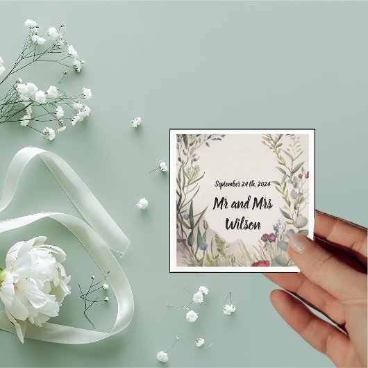 Serviette En Papier BOHO Bague de fleurs et Branches Cocktail serviett