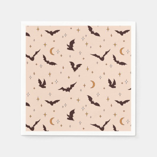 Serviette En Papier Boho Bats et étoiles Motif d'Halloween (Devant)