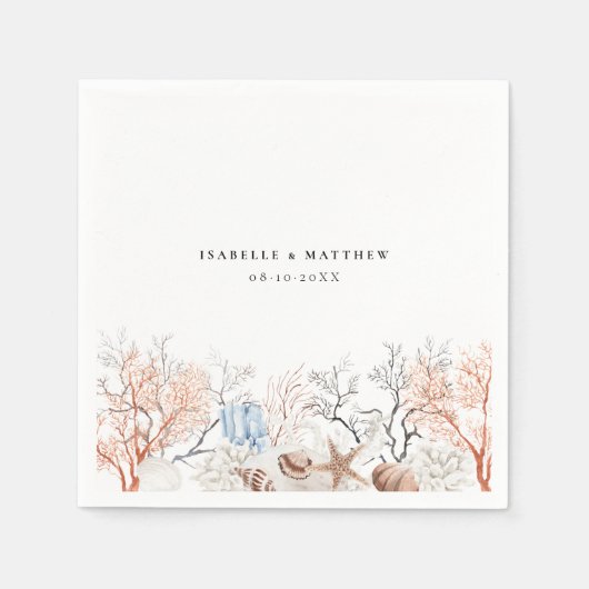 Serviette En Papier Boho Beach Coral Reef Mariage (Devant)