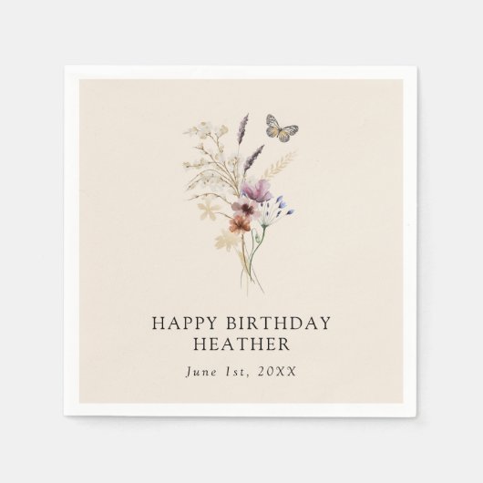 Serviette En Papier Boho Birthday Paper Napkin (Devant)