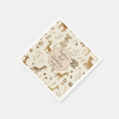 Serviette En Papier Boho Blanc Beige Jungle Animaux Anniversaire (Coin)