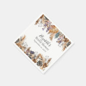 Serviette En Papier Boho Bleu Brown Palm feuilles Pampas Grass (Coin)