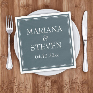 Serviette En Papier Boho bleu moderne minimaliste