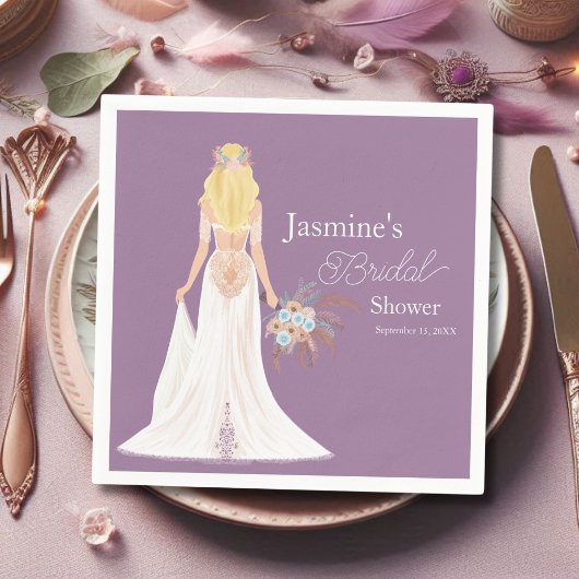 Serviette En Papier Boho Blonde Épouse De Cheveux Avec Fleurs