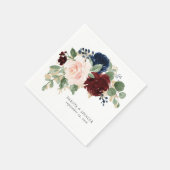 Serviette En Papier Boho Bloom | Burgundy Rouge et bleu marine Personn (Coin)