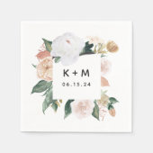 Serviette En Papier Boho Blooms Moderne Floral Mariage Monogramme (Devant)