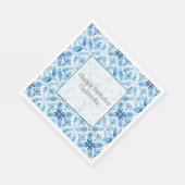 Serviette En Papier Boho Blue Blanc Floral Abstrait (Coin)