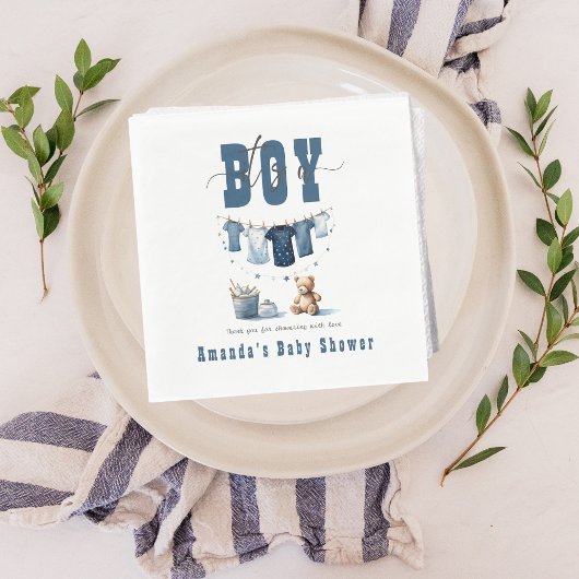 Serviette En Papier Boho Blue Clothesline Sweet It a Boy Baby shower