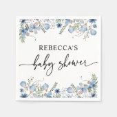 Serviette En Papier Boho Blue Fleur sauvage Baby shower serviettes (Devant)