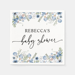 Serviette En Papier Boho Blue Fleur sauvage Baby shower serviettes