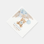 Serviette En Papier Boho Blue Floral Teddy Ours Bébé Garçon Douche (Coin)