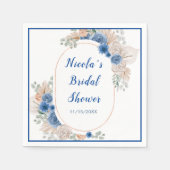 Serviette En Papier Boho Blue Pampas Grass Fête des mariées (Devant)