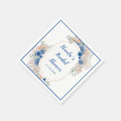 Serviette En Papier Boho Blue Pampas Grass Fête des mariées (Coin)
