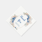 Serviette En Papier Boho Blue Pampas Grass Mariage (Coin)