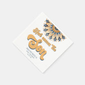Serviette En Papier Boho Blue Sunflower Baby shower de typographie rét (Coin)