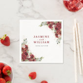 Serviette En Papier Boho Blush Bourgogne Floral Or Mariage géométrique (En situation)