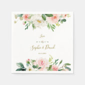 Serviette En Papier Boho Blush Fleurs blanches Mariage écriture manusc (Devant)