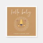 Serviette En Papier Boho Bonjour bébé Lion Douche Or (Devant)