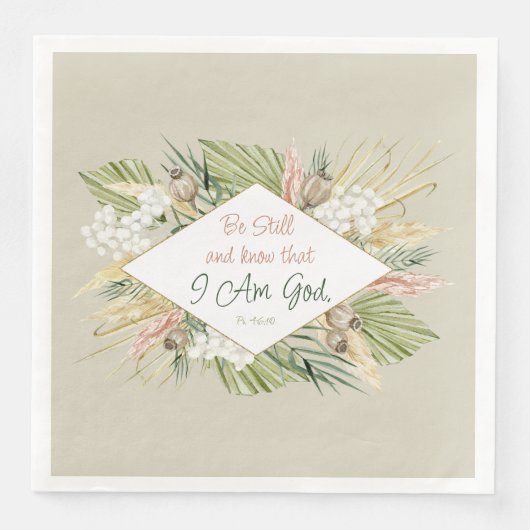Serviette En Papier Boho Botanique 'Be Still & Know' Bible Verse (Devant)