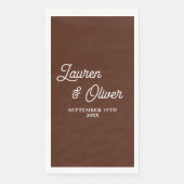 Serviette En Papier Boho Brown Script Minimalist Wedding (Devant)