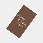 Serviette En Papier Boho Brown Script Minimalist Wedding (Coin)