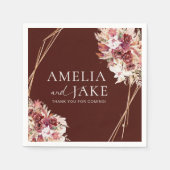 Serviette En Papier Boho Burgundy & Gold Frame Wedding (Devant)