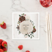 Serviette En Papier Boho Burgundy Rose Rose Floral Mariage en tranches (En situation)
