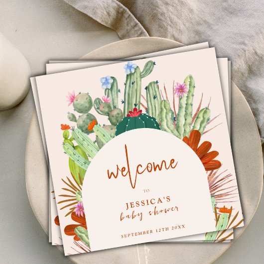 Serviette En Papier Boho Cactus Arch Desert Pampas Baby shower Bienven