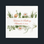 Serviette En Papier Boho Cactus Floral Rustic<br><div class="desc">Cactus Boho avec accents floraux script personnalisé dans le nom et la date qui est parfait pour votre douche nuptiale,  dîner de répétition ou réception de mariage. J'adore la verdure et les fleurs d'aquarelle muette. Si joli. Personnalisez ceci avec vos noms et la date. Absolument beau.</div>