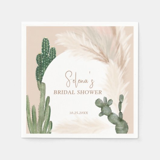 Serviette En Papier Boho cactus pampas arc désert douche nuptiale (Devant)