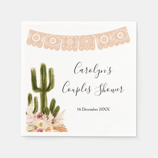 Serviette En Papier Boho Cactus Taco bout Love Couples douche Napkin (Devant)