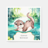 Serviette En Papier Boho Calm Otter Anniversaire (Devant)