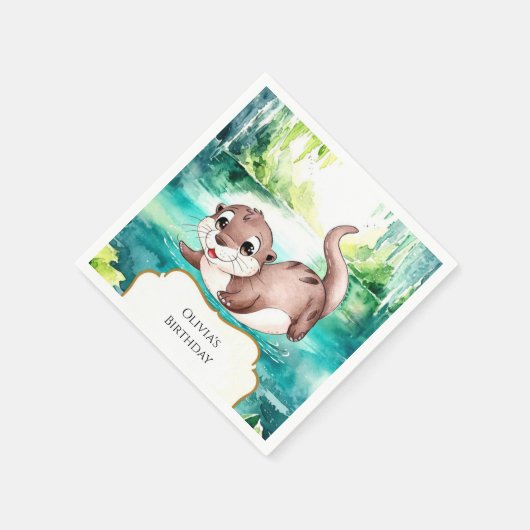 Serviette En Papier Boho Calm Otter Anniversaire (Coin)