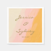 Serviette En Papier Boho Chic Abstrait Aquarelle rose Jaune Mariage (Devant)