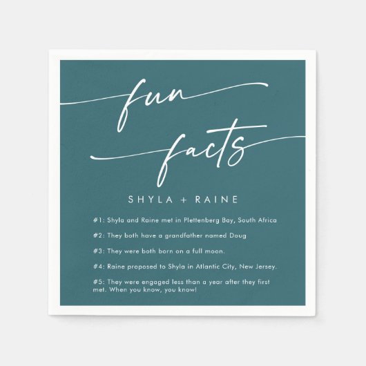 Serviette En Papier Boho Chic Bleu Turquoise Mariage Fun Fact Napkins (Devant)