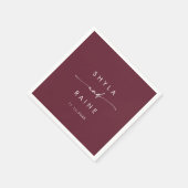 Serviette En Papier Boho Chic Bourgogne Rouge Monogramme Mariage Napki (Coin)
