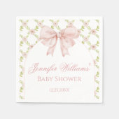 Serviette En Papier Boho Chic Bow rose Floral Printemps bébé fille dou (Devant)