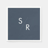 Serviette En Papier Boho Chic Dark Navy Bleu Monogrammes serviettes (Devant)