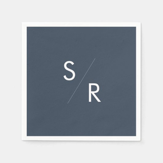 Serviette En Papier Boho Chic Dark Navy Bleu Monogrammes serviettes (Devant)