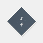 Serviette En Papier Boho Chic Dark Navy Bleu Monogrammes serviettes (Coin)