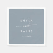 Serviette En Papier Boho Chic Dusty Bleu Monogram Mariage serviettes (Devant)