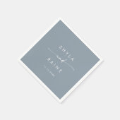 Serviette En Papier Boho Chic Dusty Bleu Monogram Mariage serviettes (Coin)