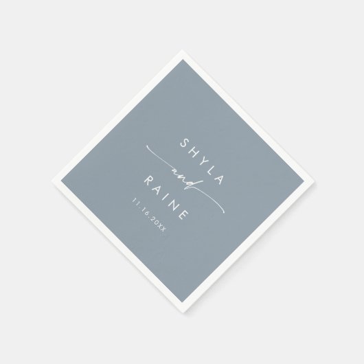 Serviette En Papier Boho Chic Dusty Bleu Monogram Mariage serviettes (Coin)