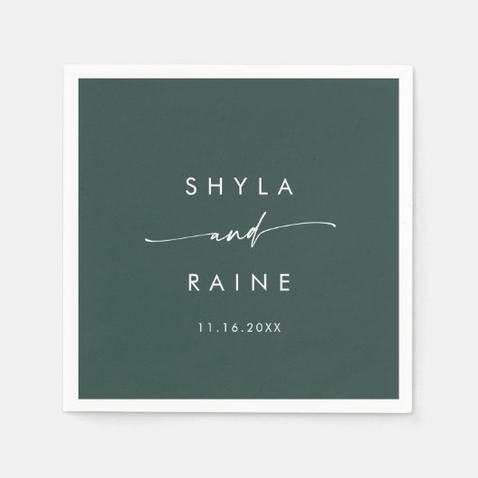 Serviette En Papier Boho Chic Emerald Green Monogram Mariage serviette (Devant)