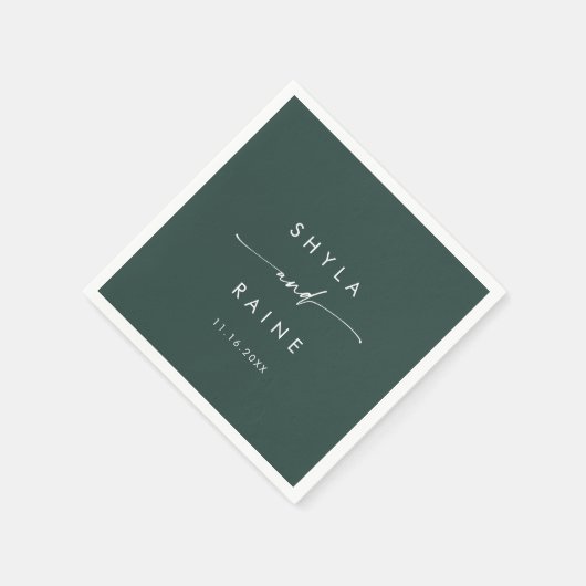 Serviette En Papier Boho Chic Emerald Green Monogram Mariage serviette (Coin)